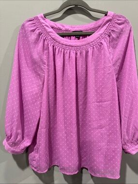 Ann Taylor Pink Textured Peasant Blouse